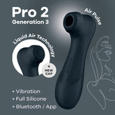 Satisfyer Pro 2 Gen 3 App Control Clitoral Stimulator in Black STIMULATORS
